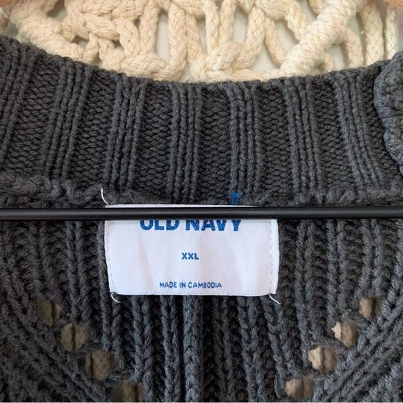 OLD NAVY Women’s Pointelle Knit Open Front Cardigan Panther Grey Size XXL - Picture 7 of 9